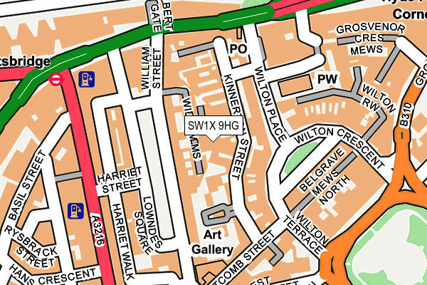 SW1X 9HG map - OS OpenMap – Local (Ordnance Survey) SW1X 9HG map - OS OpenMap – Local (Ordnance Survey)