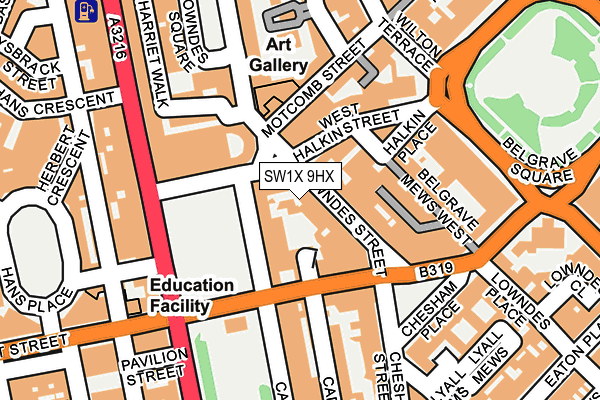 SW1X 9HX map - OS OpenMap – Local (Ordnance Survey) SW1X 9HX map - OS OpenMap – Local (Ordnance Survey)