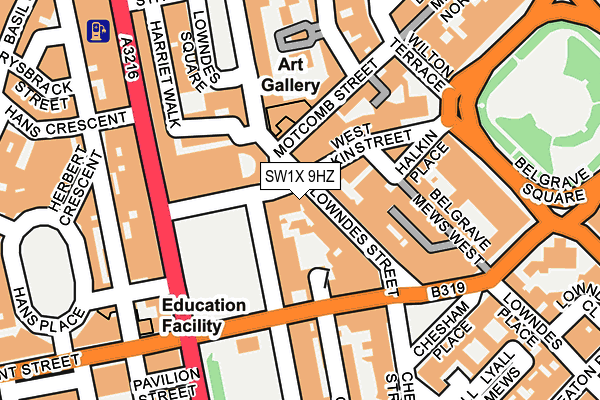 SW1X 9HZ map - OS OpenMap – Local (Ordnance Survey) SW1X 9HZ map - OS OpenMap – Local (Ordnance Survey)