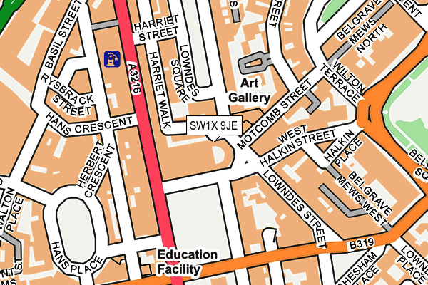 SW1X 9JE map - OS OpenMap – Local (Ordnance Survey) SW1X 9JE map - OS OpenMap – Local (Ordnance Survey)