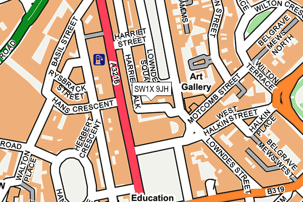 SW1X 9JH map - OS OpenMap – Local (Ordnance Survey) SW1X 9JH map - OS OpenMap – Local (Ordnance Survey)