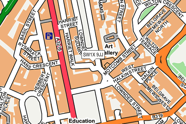 SW1X 9JJ map - OS OpenMap – Local (Ordnance Survey)