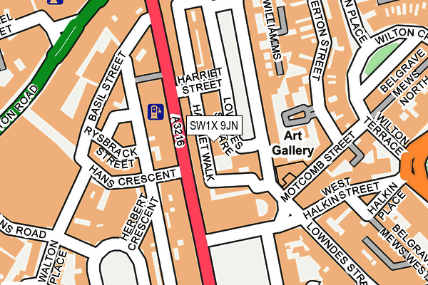 SW1X 9JN map - OS OpenMap – Local (Ordnance Survey) SW1X 9JN map - OS OpenMap – Local (Ordnance Survey)