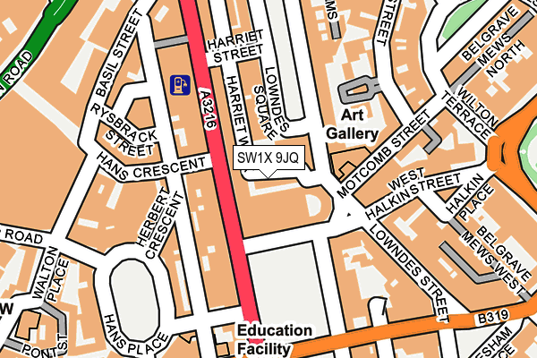 SW1X 9JQ map - OS OpenMap – Local (Ordnance Survey) SW1X 9JQ map - OS OpenMap – Local (Ordnance Survey)