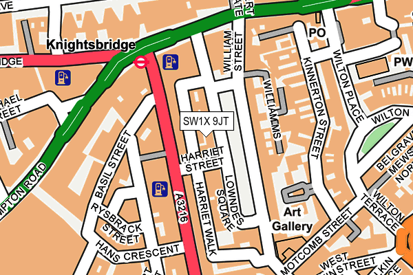 SW1X 9JT map - OS OpenMap – Local (Ordnance Survey) SW1X 9JT map - OS OpenMap – Local (Ordnance Survey)