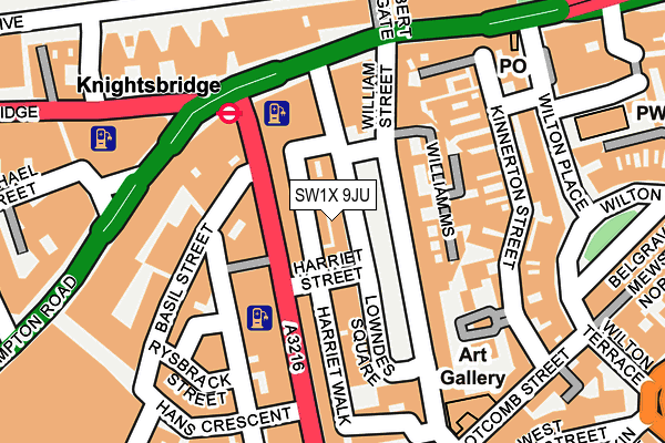 SW1X 9JU map - OS OpenMap – Local (Ordnance Survey) SW1X 9JU map - OS OpenMap – Local (Ordnance Survey)