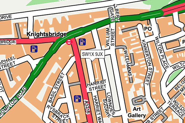 SW1X 9JX map - OS OpenMap – Local (Ordnance Survey) SW1X 9JX map - OS OpenMap – Local (Ordnance Survey)