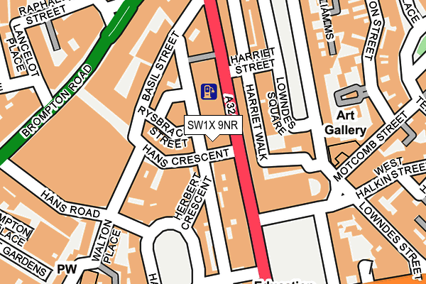 SW1X 9NR map - OS OpenMap – Local (Ordnance Survey) SW1X 9NR map - OS OpenMap – Local (Ordnance Survey)