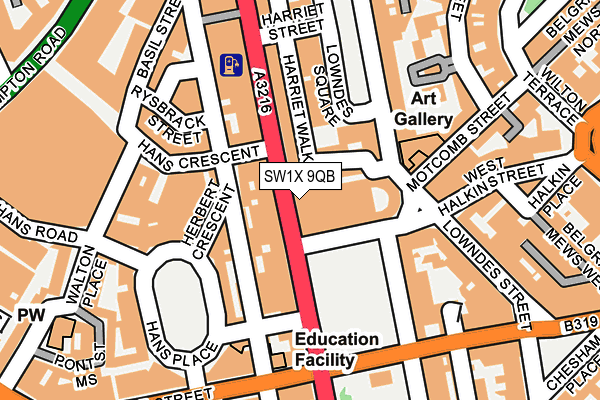 SW1X 9QB map - OS OpenMap – Local (Ordnance Survey) SW1X 9QB map - OS OpenMap – Local (Ordnance Survey)