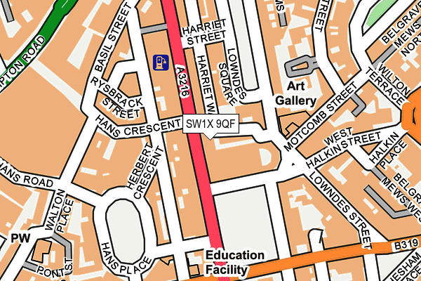 SW1X 9QF map - OS OpenMap – Local (Ordnance Survey) SW1X 9QF map - OS OpenMap – Local (Ordnance Survey)