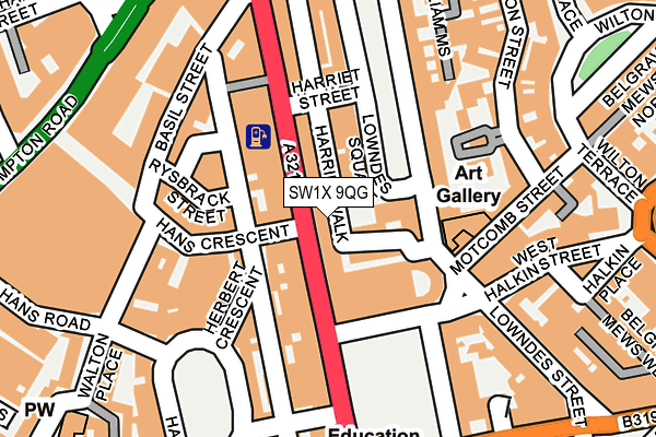 SW1X 9QG map - OS OpenMap – Local (Ordnance Survey) SW1X 9QG map - OS OpenMap – Local (Ordnance Survey)