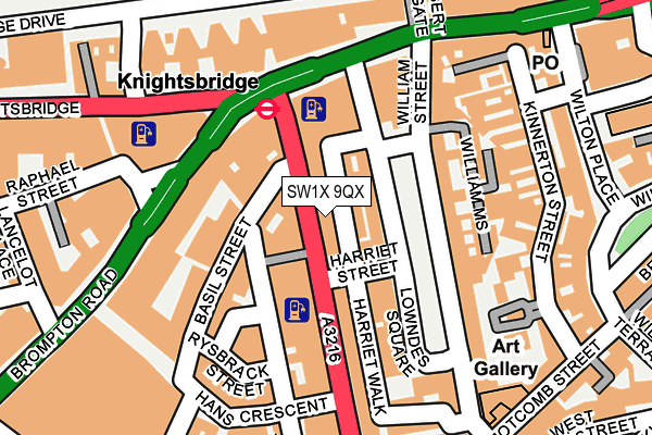SW1X 9QX map - OS OpenMap – Local (Ordnance Survey)