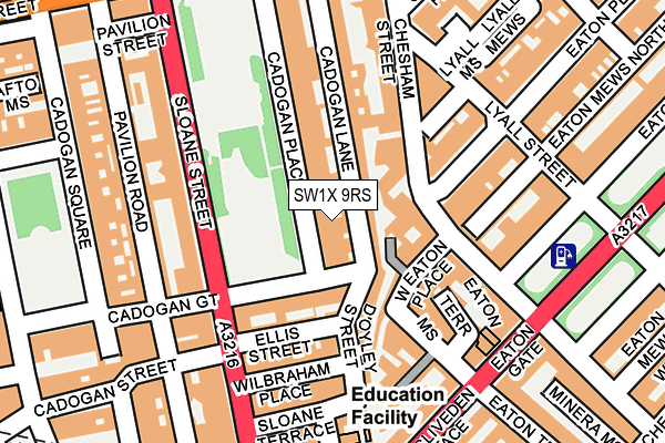 SW1X 9RS map - OS OpenMap – Local (Ordnance Survey)