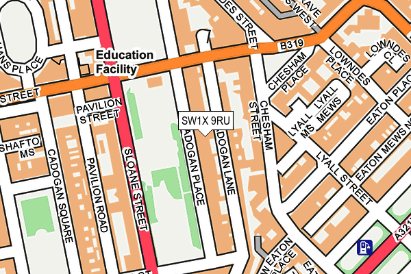 SW1X 9RU map - OS OpenMap – Local (Ordnance Survey) SW1X 9RU map - OS OpenMap – Local (Ordnance Survey)