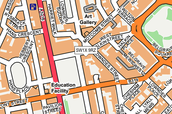 SW1X 9RZ map - OS OpenMap – Local (Ordnance Survey) SW1X 9RZ map - OS OpenMap – Local (Ordnance Survey)