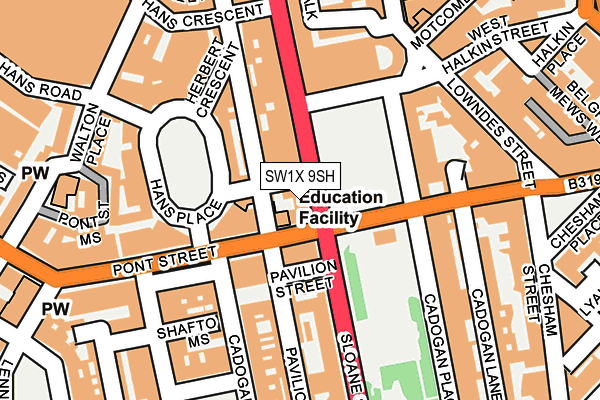 SW1X 9SH map - OS OpenMap – Local (Ordnance Survey) SW1X 9SH map - OS OpenMap – Local (Ordnance Survey)