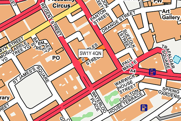 SW1Y 4QN map - OS OpenMap – Local (Ordnance Survey)