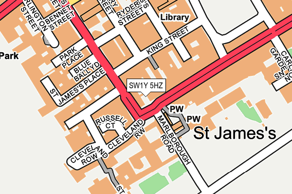 SW1Y 5HZ map - OS OpenMap – Local (Ordnance Survey)