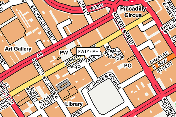SW1Y 6AE map - OS OpenMap – Local (Ordnance Survey) SW1Y 6AE map - OS OpenMap – Local (Ordnance Survey)
