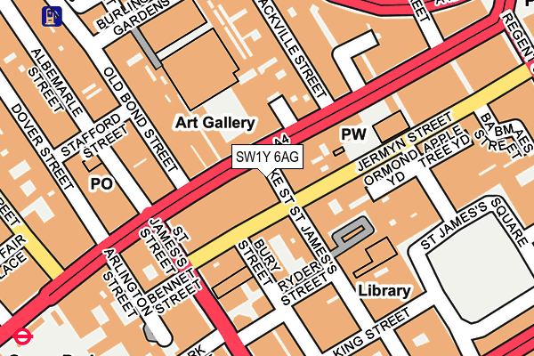 SW1Y 6AG map - OS OpenMap – Local (Ordnance Survey)