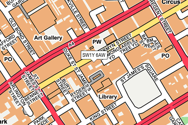 SW1Y 6AW map - OS OpenMap – Local (Ordnance Survey) SW1Y 6AW map - OS OpenMap – Local (Ordnance Survey)