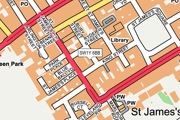 SW1Y 6BB map - OS OpenMap – Local (Ordnance Survey)