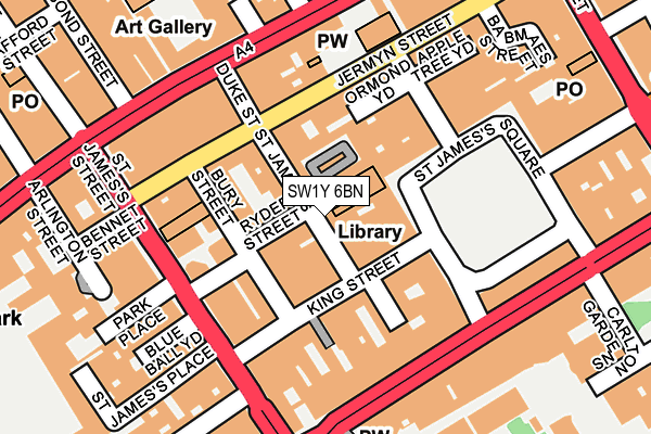 SW1Y 6BN map - OS OpenMap – Local (Ordnance Survey)