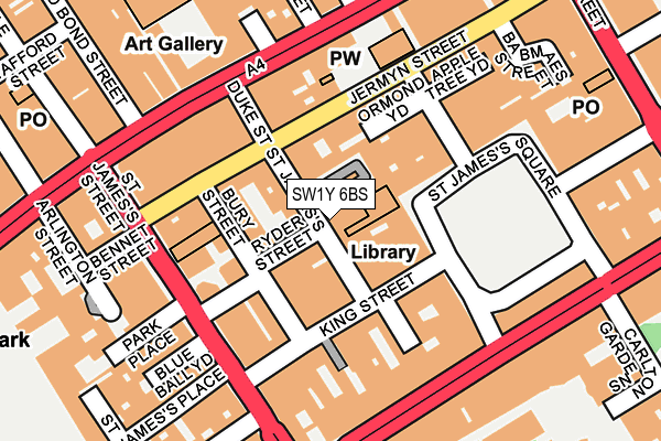 SW1Y 6BS map - OS OpenMap – Local (Ordnance Survey) SW1Y 6BS map - OS OpenMap – Local (Ordnance Survey)