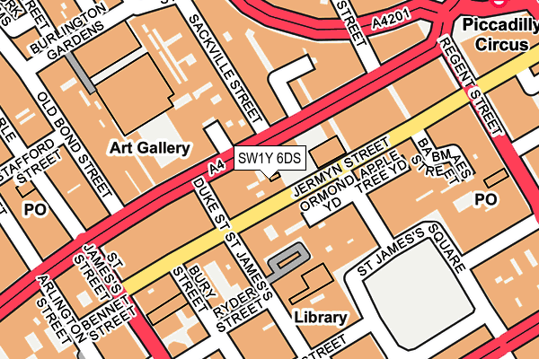 SW1Y 6DS map - OS OpenMap – Local (Ordnance Survey)
