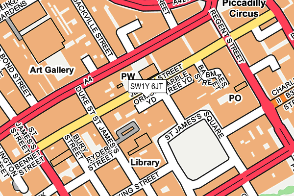 SW1Y 6JT map - OS OpenMap – Local (Ordnance Survey) SW1Y 6JT map - OS OpenMap – Local (Ordnance Survey)