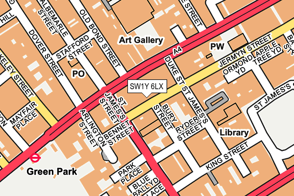 SW1Y 6LX map - OS OpenMap – Local (Ordnance Survey)