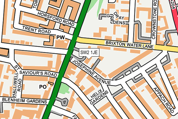 SW2 1JE map - OS OpenMap – Local (Ordnance Survey) SW2 1JE map - OS OpenMap – Local (Ordnance Survey)