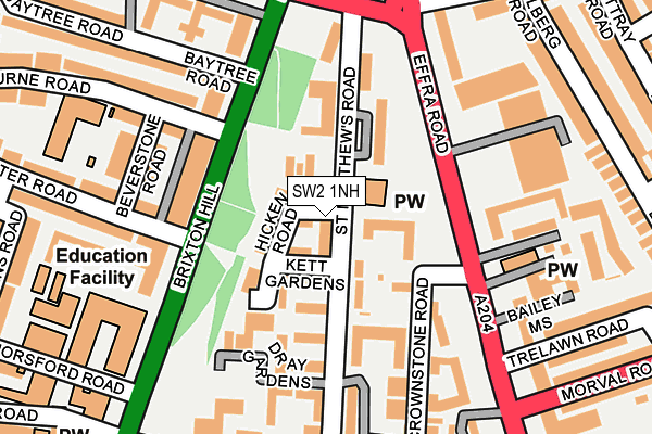 SW2 1NH map - OS OpenMap – Local (Ordnance Survey) SW2 1NH map - OS OpenMap – Local (Ordnance Survey)