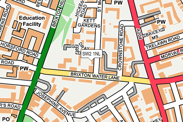 SW2 1NL map - OS OpenMap – Local (Ordnance Survey) SW2 1NL map - OS OpenMap – Local (Ordnance Survey)