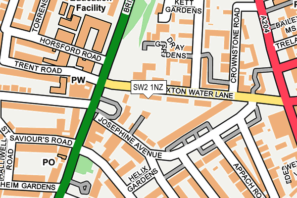 SW2 1NZ map - OS OpenMap – Local (Ordnance Survey) SW2 1NZ map - OS OpenMap – Local (Ordnance Survey)