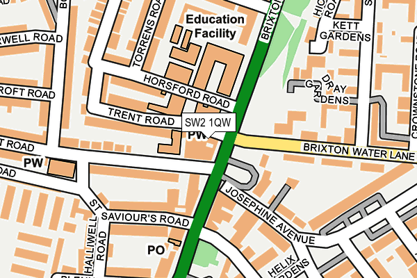 SW2 1QW map - OS OpenMap – Local (Ordnance Survey) SW2 1QW map - OS OpenMap – Local (Ordnance Survey)