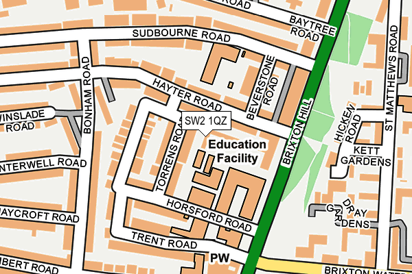SW2 1QZ map - OS OpenMap – Local (Ordnance Survey) SW2 1QZ map - OS OpenMap – Local (Ordnance Survey)