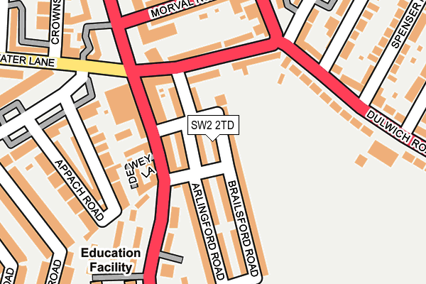 SW2 2TD map - OS OpenMap – Local (Ordnance Survey) SW2 2TD map - OS OpenMap – Local (Ordnance Survey)