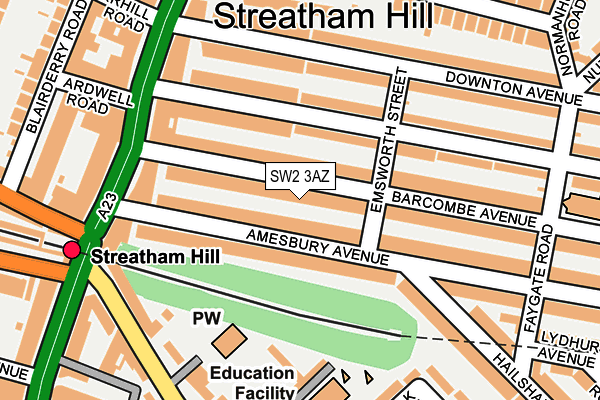SW2 3AZ map - OS OpenMap – Local (Ordnance Survey) SW2 3AZ map - OS OpenMap – Local (Ordnance Survey)