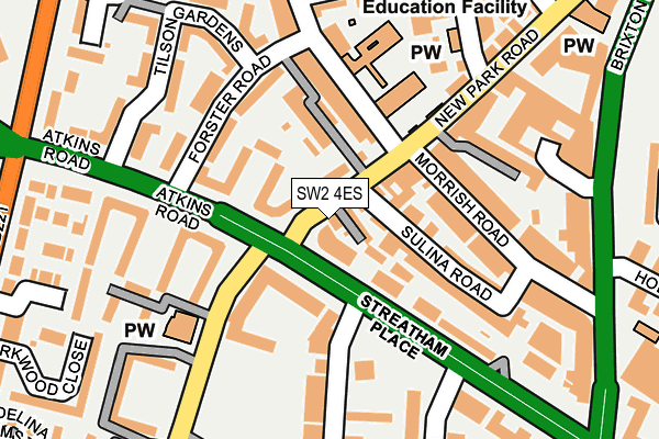 SW2 4ES map - OS OpenMap – Local (Ordnance Survey) SW2 4ES map - OS OpenMap – Local (Ordnance Survey)