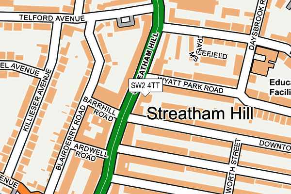 SW2 4TT map - OS OpenMap – Local (Ordnance Survey) SW2 4TT map - OS OpenMap – Local (Ordnance Survey)