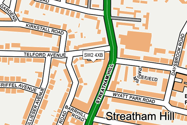 SW2 4XB map - OS OpenMap – Local (Ordnance Survey) SW2 4XB map - OS OpenMap – Local (Ordnance Survey)