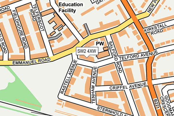 SW2 4XW map - OS OpenMap – Local (Ordnance Survey) SW2 4XW map - OS OpenMap – Local (Ordnance Survey)