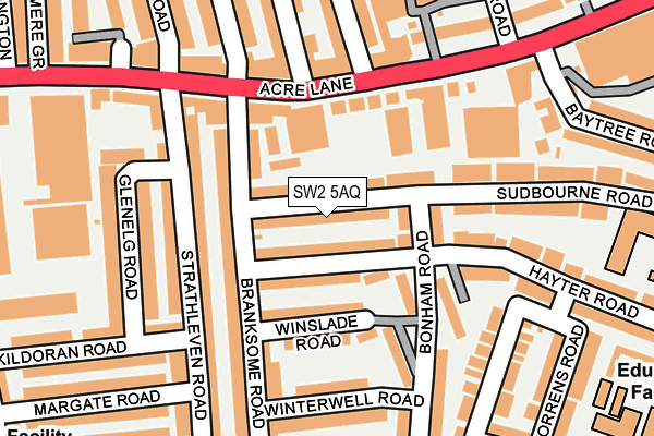 SW2 5AQ map - OS OpenMap – Local (Ordnance Survey) SW2 5AQ map - OS OpenMap – Local (Ordnance Survey)
