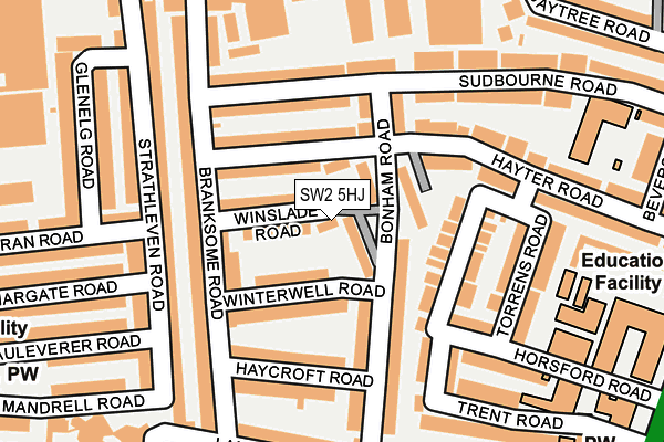SW2 5HJ map - OS OpenMap – Local (Ordnance Survey) SW2 5HJ map - OS OpenMap – Local (Ordnance Survey)