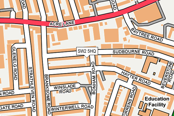 SW2 5HQ map - OS OpenMap – Local (Ordnance Survey) SW2 5HQ map - OS OpenMap – Local (Ordnance Survey)