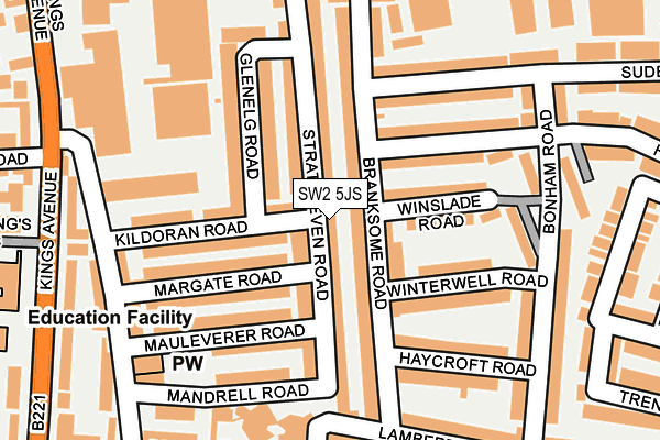 SW2 5JS map - OS OpenMap – Local (Ordnance Survey) SW2 5JS map - OS OpenMap – Local (Ordnance Survey)