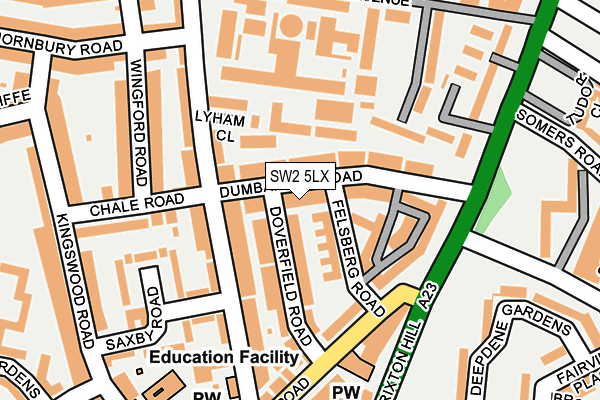 SW2 5LX map - OS OpenMap – Local (Ordnance Survey) SW2 5LX map - OS OpenMap – Local (Ordnance Survey)