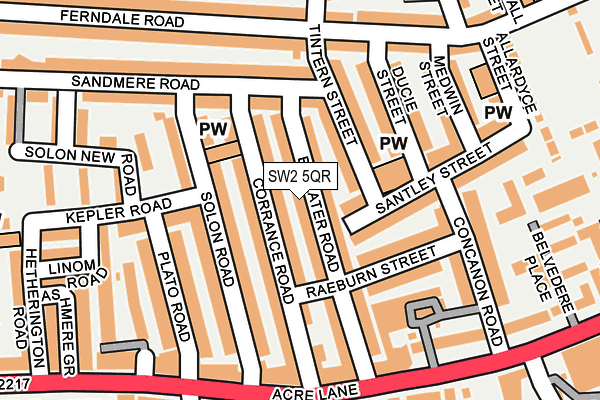 SW2 5QR map - OS OpenMap – Local (Ordnance Survey) SW2 5QR map - OS OpenMap – Local (Ordnance Survey)