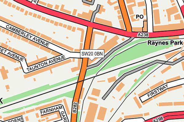 SW20 0BN map - OS OpenMap – Local (Ordnance Survey) SW20 0BN map - OS OpenMap – Local (Ordnance Survey)